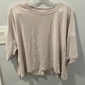lululemon crew neck crop oversized tee tan relaxed fit